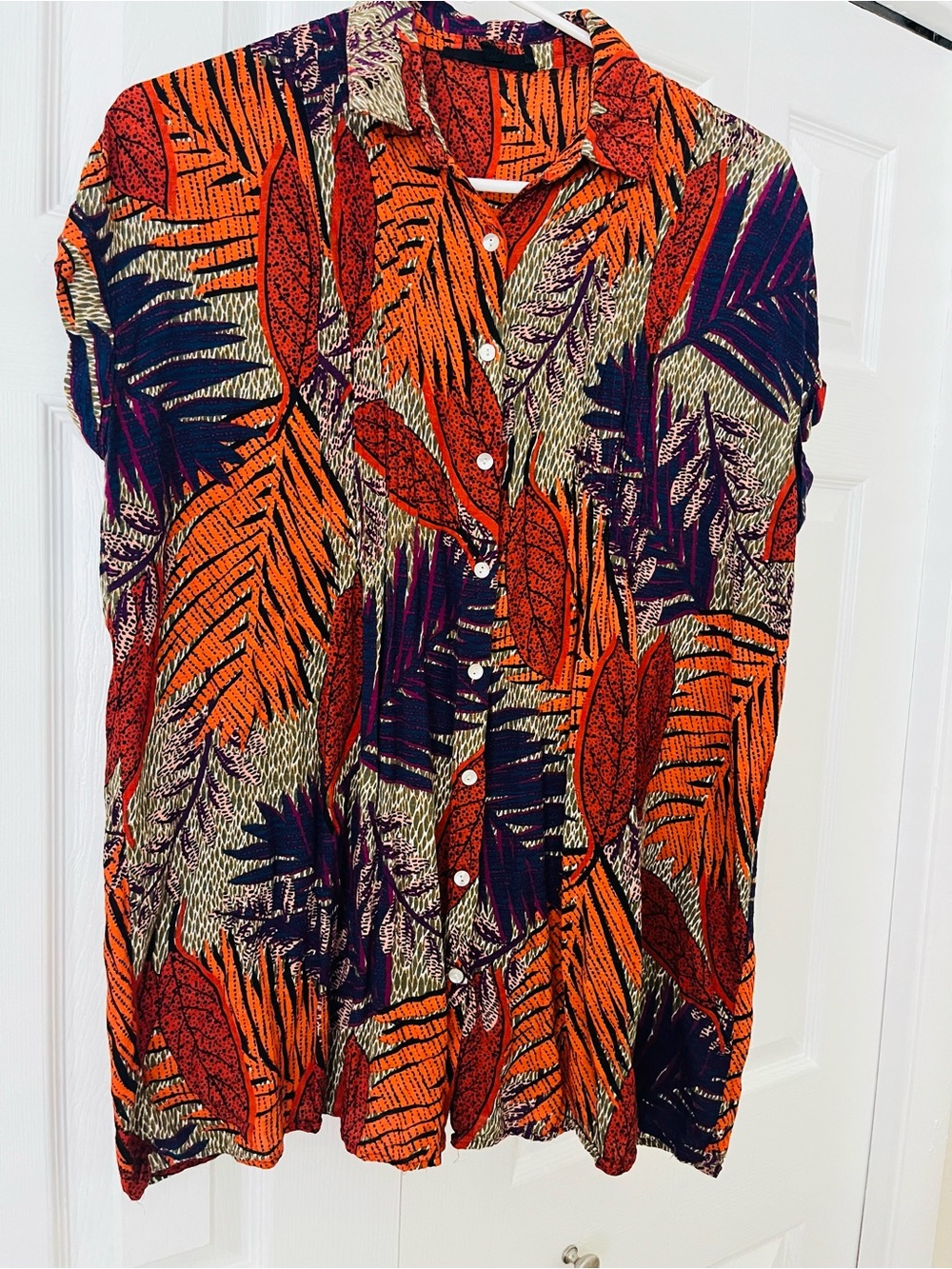 Vibrant Orange & Navy Tropical Print Women's Camisole Top